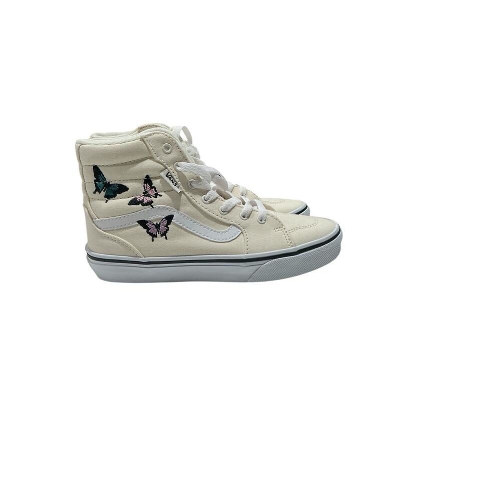 Vans Sk8-Hi Butterfly Embroidered High-Top Sneakers, Cream, Size 3.0 - Picture 3 of 7